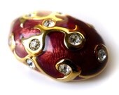 Vintage Avon Brooch Guilloche Brown Rusty Tone Enamel Gold Abstract Large Pin Rhinestones - Treasury Item - Originally 26.00 Now 15.00