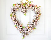 Pink Rose wreath - heart shape -  Romantic Gift for Valentine's Day