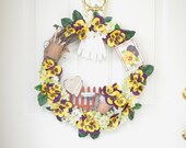 Pansy Wreath- Purple Pansy Flowers - Colorful Unique Wall Decoration - Gardening Wreath - Perfect gift for the Gardener