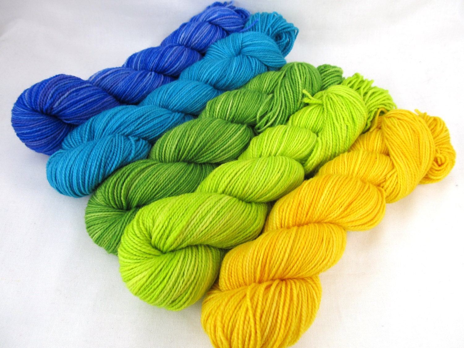 Hand Dyed Sock Yarn, Pebble Sock, Superwash Merino -  Spring Rain Halfsies