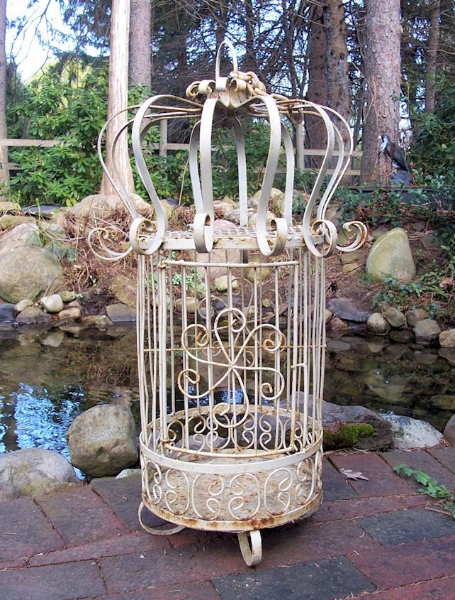 Rustic Shabby Antique Iron Large Bird Cage