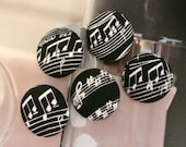 Handmade Fabric Buttons - Black WhiteRetro Musical Music Note Handmade Fabric Buttons 1 Inch 5's