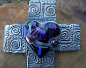 Wall Cross - Purple Celtic Swirl Heart Cross