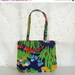 Memorial Day Sale Vintage Margaret Smith handbag purse floral vibrant colors on blue background fabric
