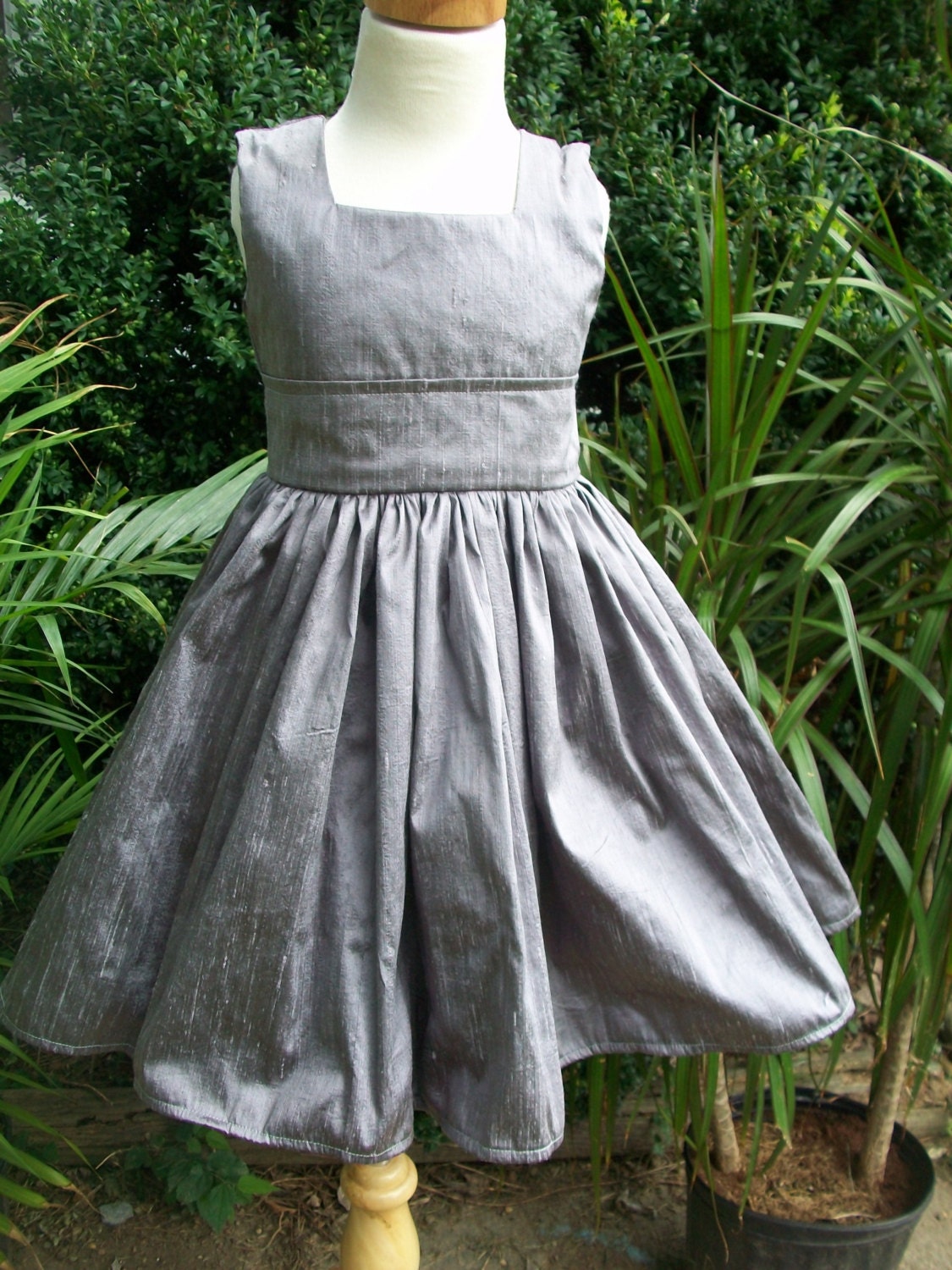Silk Flower Girl Party Dress With Tie