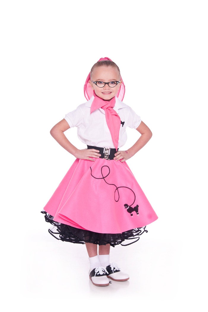 Girls 50's Poodle Skirt HOT PINK Small Child 4-5-6