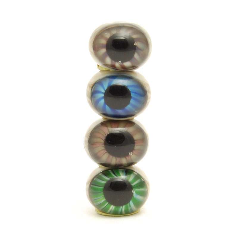 Lampwork Eyeball Glass Beads (4), Handmade Jewelry Supplies, Craft Supplies, SRA, OOAK