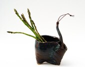 Mini Scoop and Partitioned Bowl, Small Rustic Stoneware, OOAK, Wabi Sabi, Asymmetrical, Hobbit Tableware