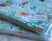Monster Mash   a set of 2 flannel and fleece burp cloths