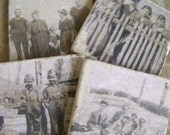Old Family Photograph Coasters Vintage Photo Coasters Natural Stone Coasters Ghost Ancestor Vintage Decor