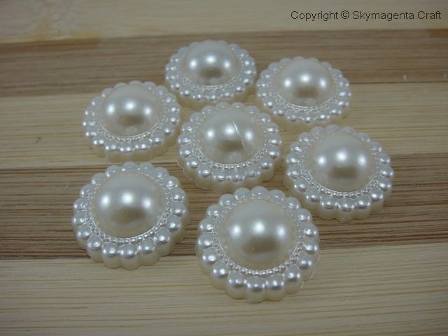 10 pieces Acrylic Pearl Flatback Embellishment, Ivory Color, 20mm (00937)