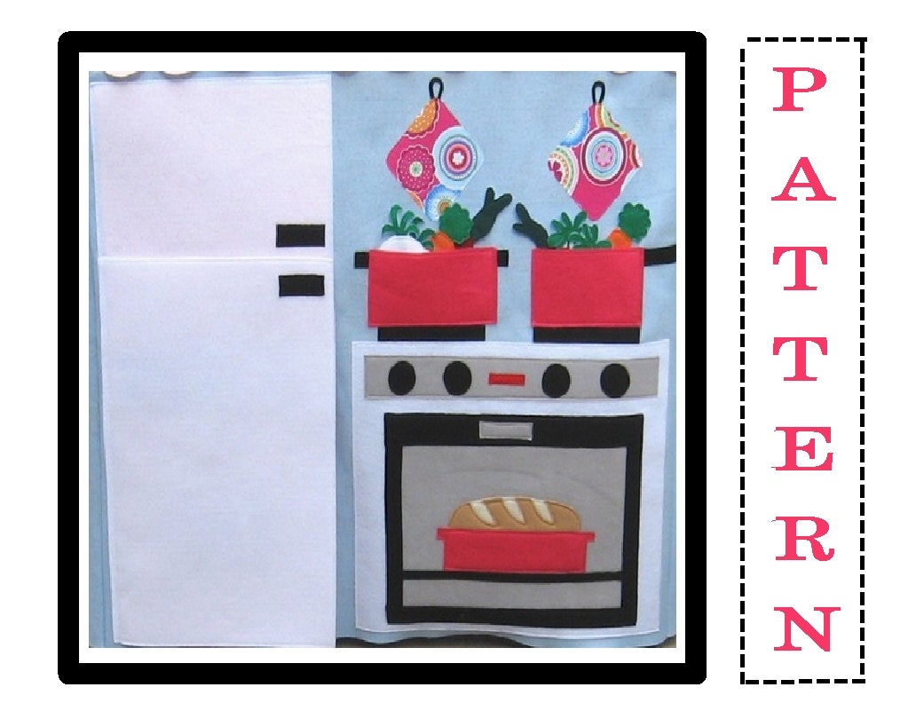 Play Kitchen Playhouse Wall or WALL HANGING, Pattern PDF, Instant Download After Purchase