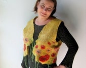 Felted  Vest - Poppy Field  (mixed merino wool and mulberry silk)