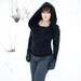 Cowl Hood Knit Top Long Sleeve - Katie Sweater- Custom To Order
