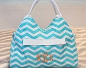 Monogrammed Chevron Beach Bag