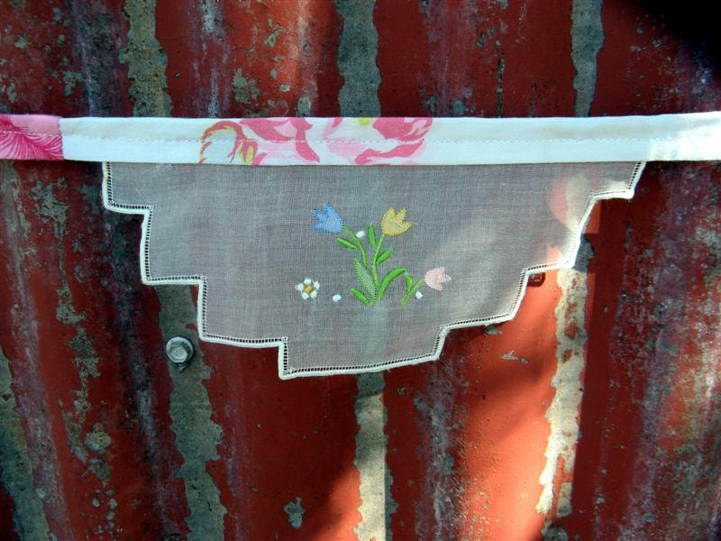 Repurposed Vintage Doily Garland OOAK Pinks