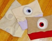 Baby hat cyclops recycled CASHMERE - cyclops black eye dot & tan red lilac ribbing pink star child cap