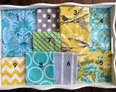 32x32 Teal & Mustard Custom Order Baby Blanket Made to Order