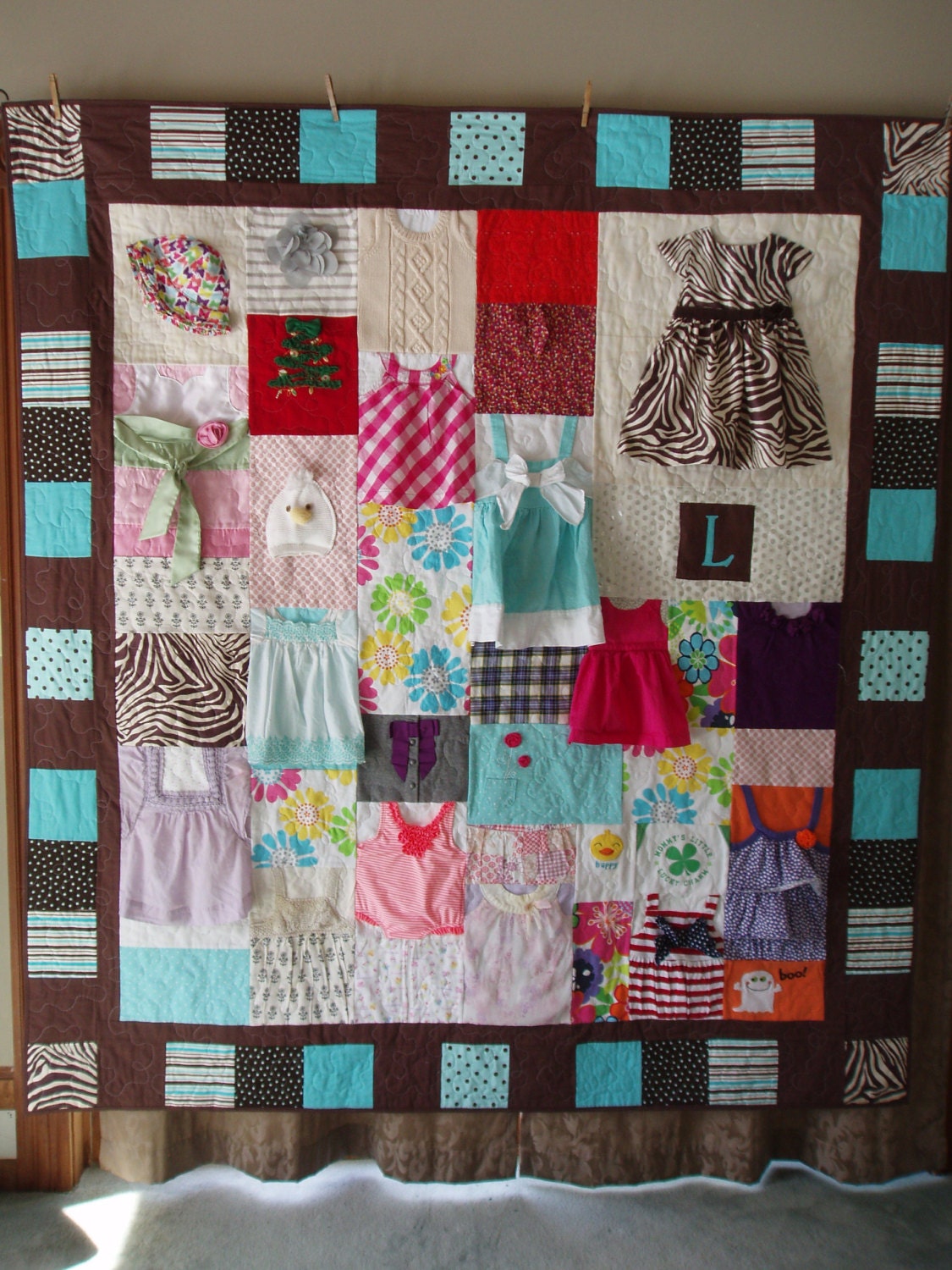 CUSTOM ORDERS for Baby Clothes Quilt - Large throw /small twin size