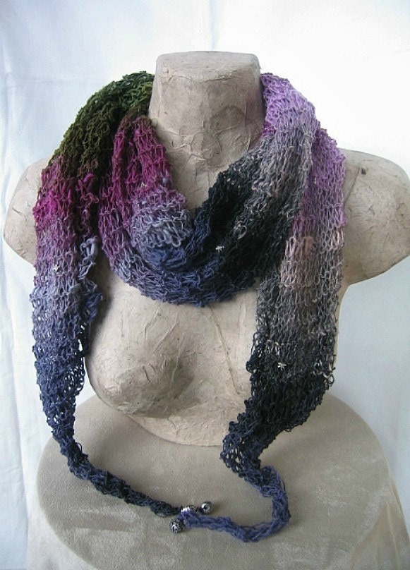 Hand Knit Scarf - Wool Silk Blend - In The Mountains
