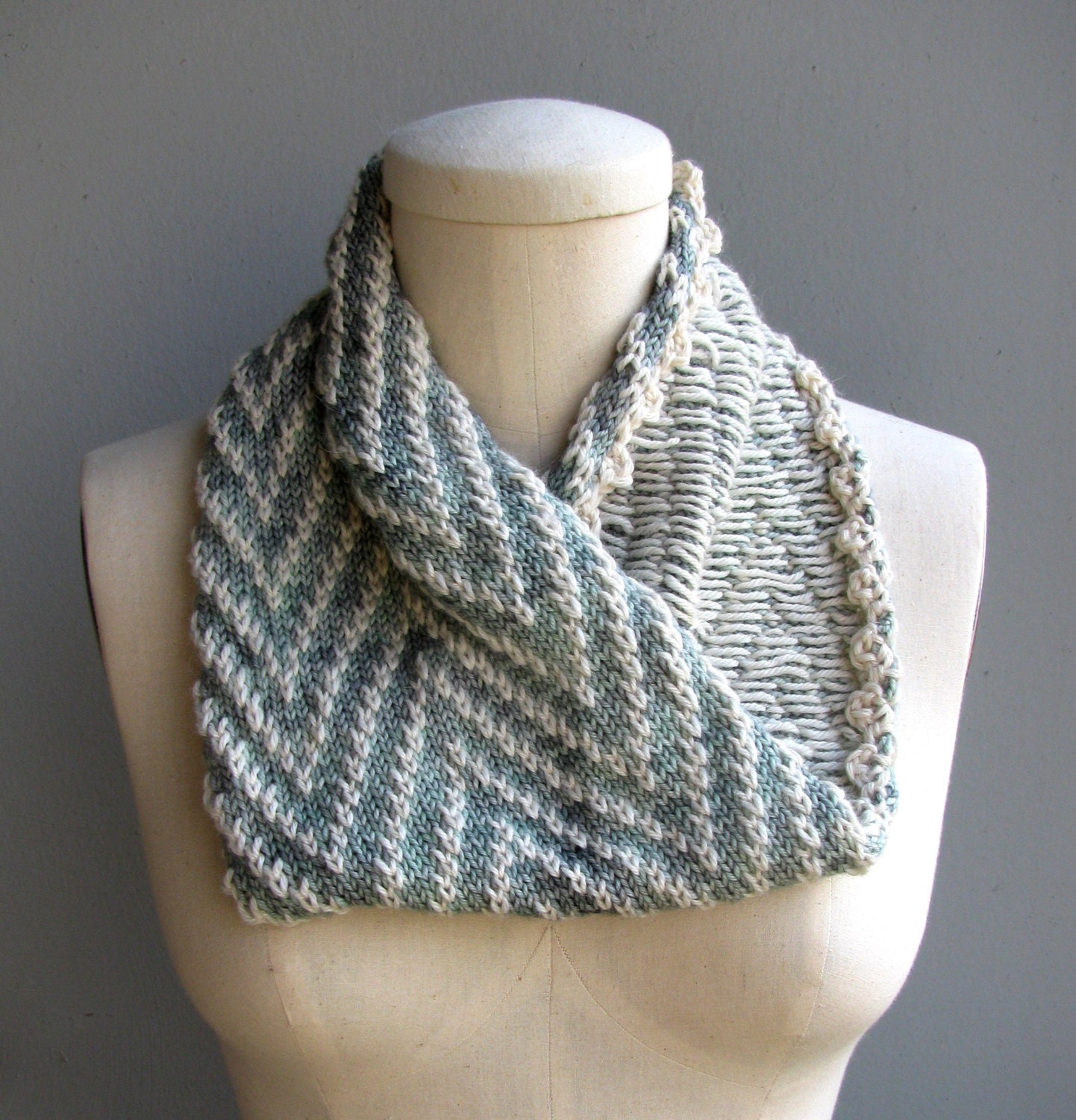 Celadon Green Tea Yin and Yang Alpaca Merino Neck Cowl