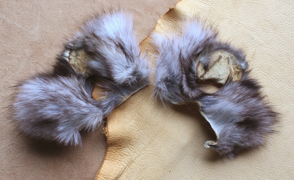 Fox ears headdress - real eco-friendly clip-on Arctic fox fur ears costume for totemic ritual and dance