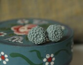 Mint Green Aqua Blue CHRYSANTEMUM Dalia -  cabochon STUD earrings, pale, pastel, polymer clay flower, made in EU