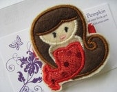 Mermaid in Red Embroidered You choose hair color