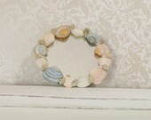Dollhouse Miniature Shell Embellished Round Mirror Beach Seashells Shore White One Inch Scale