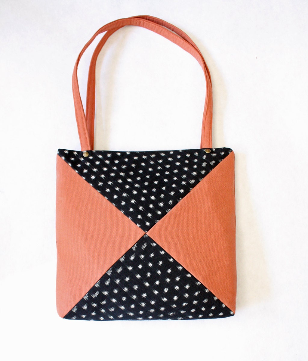 Dusty Rose 2- Large Rose and Black/White Tote