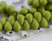CHARTREUSE DROPS .. NEW Picasso Czech Glass Drop Beads (3339-st)