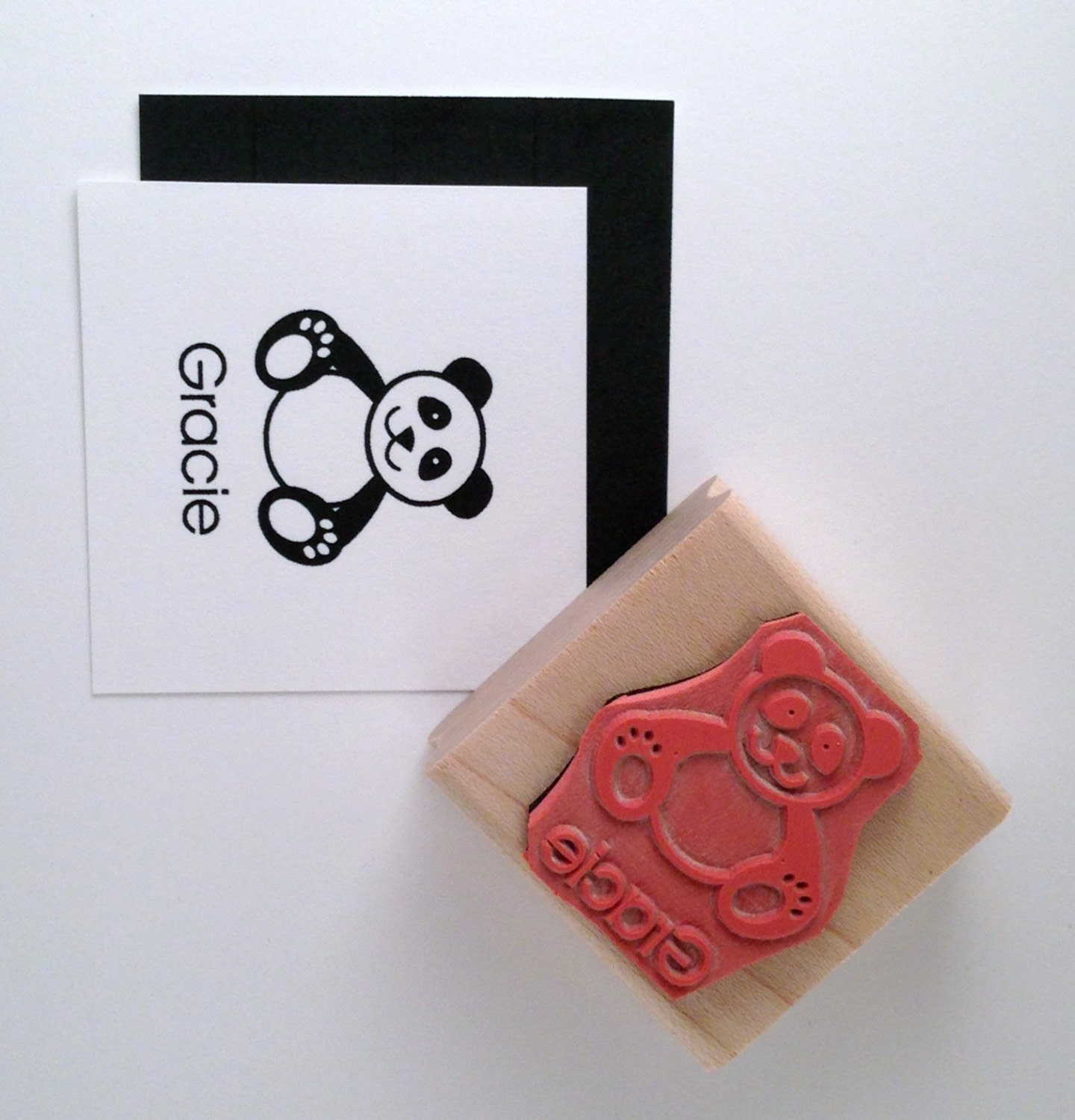 Panda Personalized Rubber Stamp