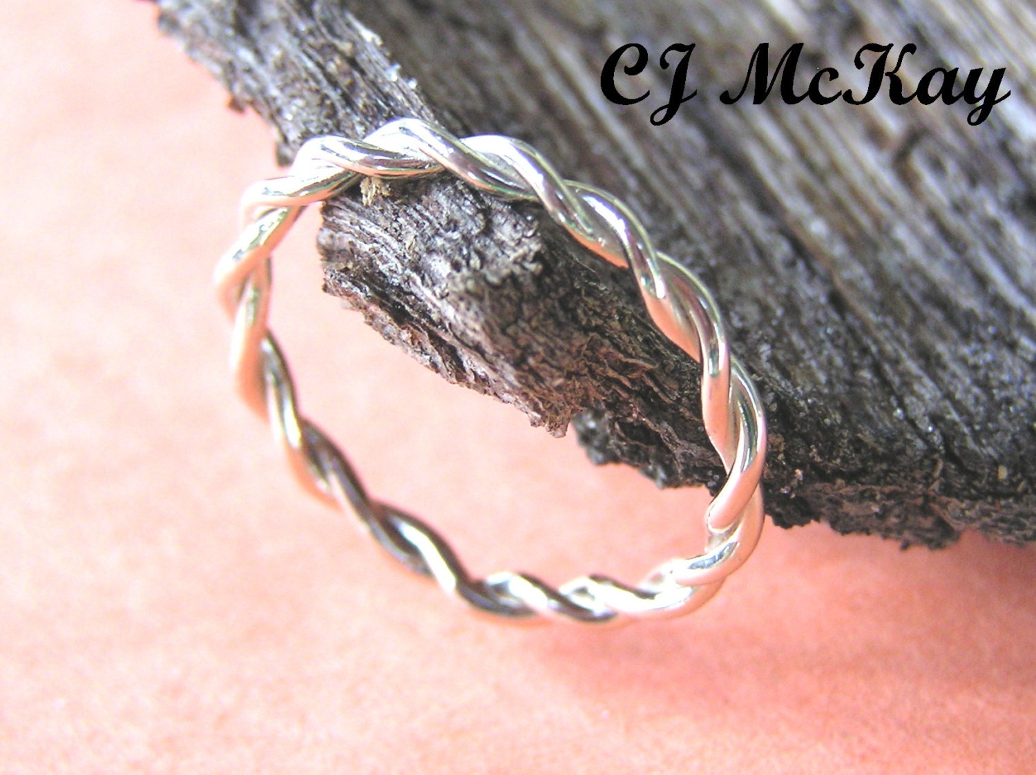 14K White Gold Twisted Wire Wedding Band CR44Q