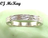 14K White Gold Tree Bark  Band 3mm CR68Q