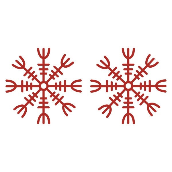 Viking HELM of AWE rune red vinyl decals SET of 2