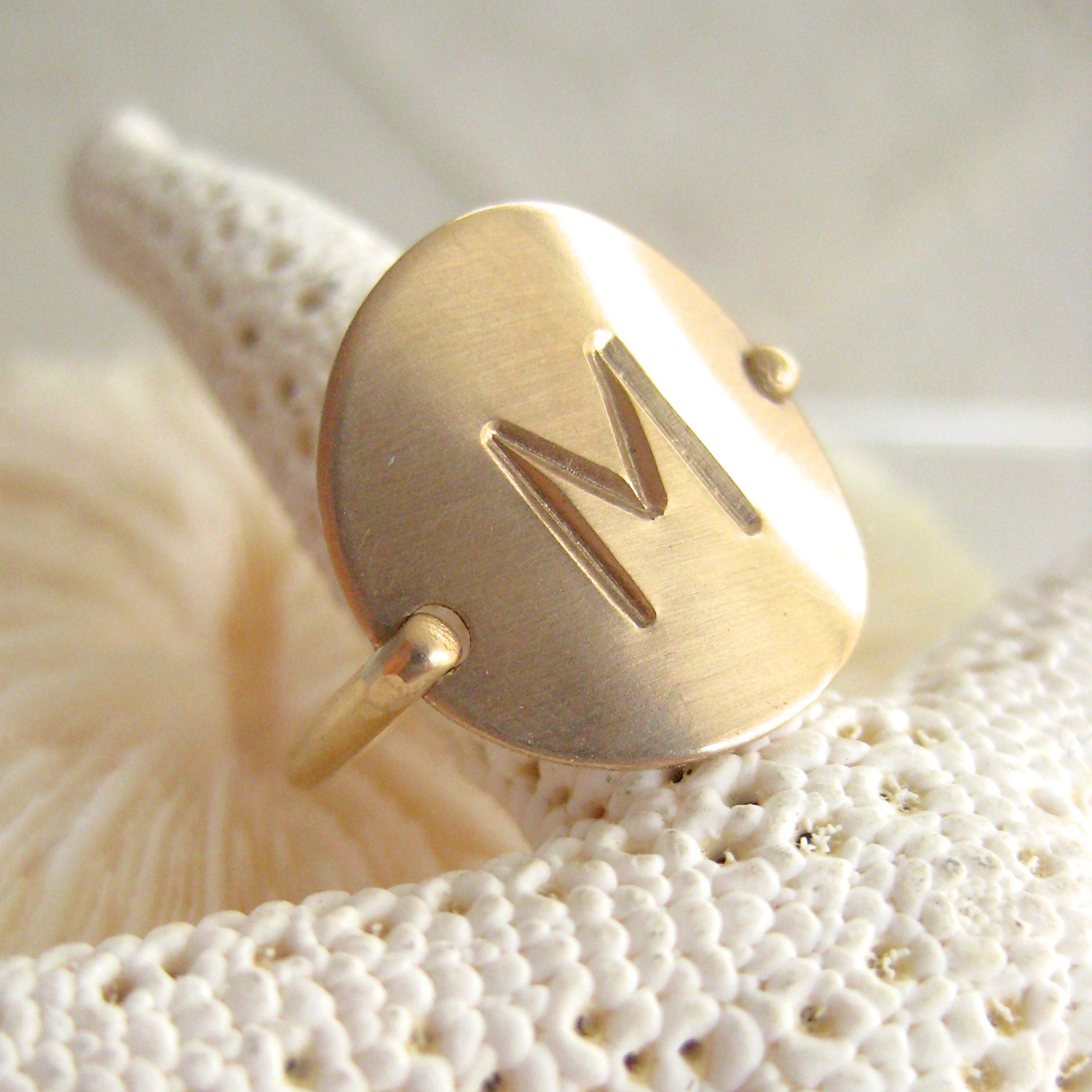 Gold Initial Ring - Hand Stamped & Personalized