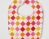 Argyle Baby Bib / Baby Girl / Pink Bib / Cotton and Organic Flannel / Infant Bib / Baby Shower gift