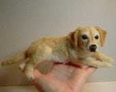 Needle felted Labrador Retriever sculpture custom made miniature dog