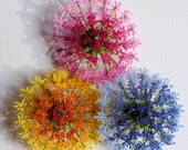 Shaded flower brooch - textile art, lacy machine embroidery on dissolvable fabric