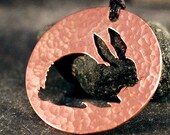 Resting Rabbit Totem Necklace - hammered copper