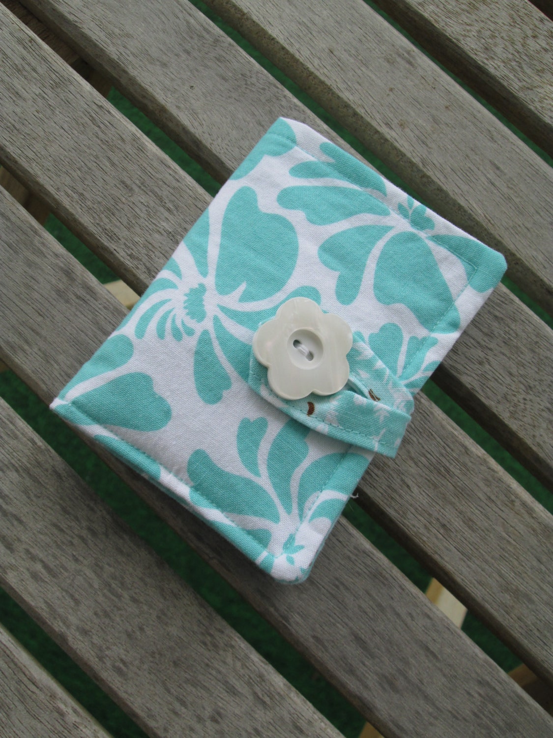 Tea Bag Wallet or Holder in Aqua and White