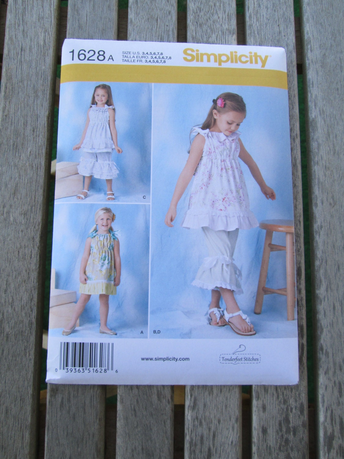 Girls Dress Pattern Simplicity 1628 A Sizes 3-8 Ruffle Boutique Style