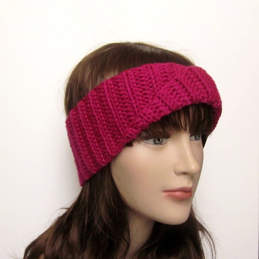 Magenta Pink Crochet Headwrap - Womens Twist Headband - Turban Head Wrap - Spring Summer Fashion Accessories
