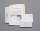 Yellow and Grey Flat Wedding Invitation - Brocade and Amperand - Custom Colors Available - Kenley and Douglas