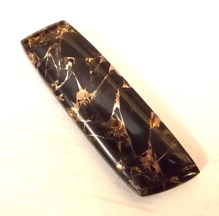 Cabochon Black Obsidian and Bronze Freeform
