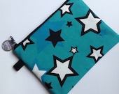 Teal Super Star Medium Clutch/ Mini iPad Case/ Tablet or e Reader Case