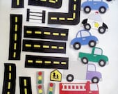 SALE Car felt shapes set  21 pieces felt shapes for flannel boards or felt boards Educational homeschool
