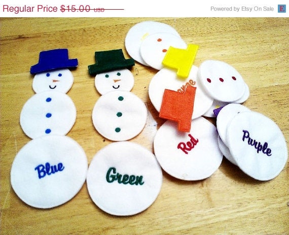 SALE Snowman color game educational practice your colors game learning toy Eco-Friendly felt game