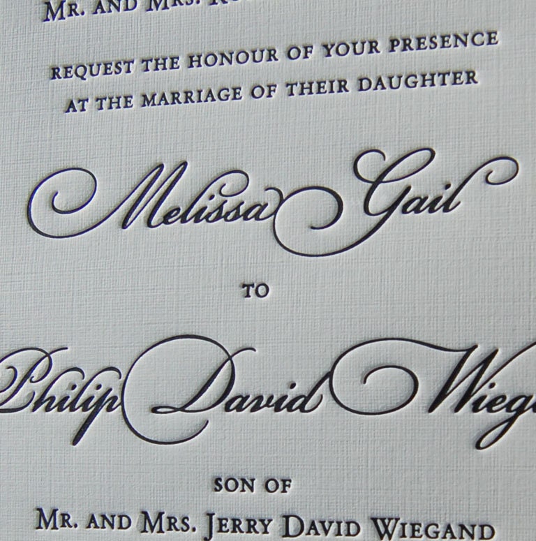 Letterpress Wedding Invitation - Traditional - Sample