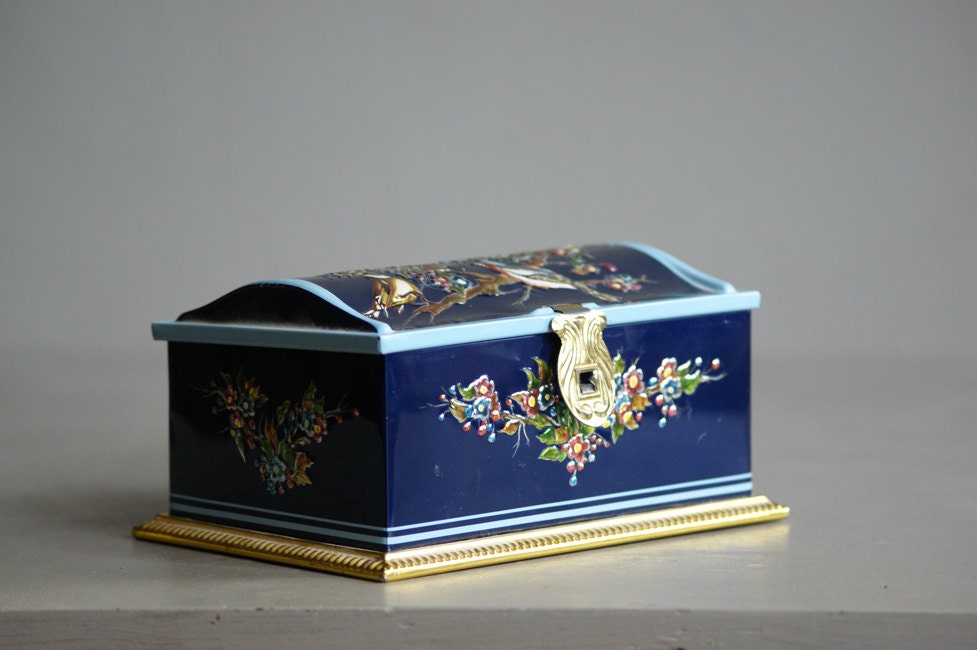 Blue Candy Tin made in Western Germany by Linette